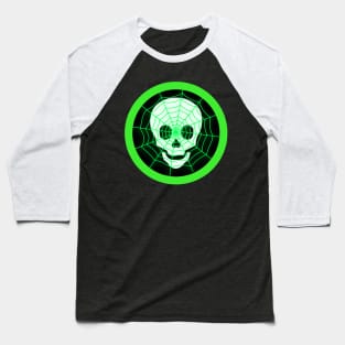 Green Webbed Skull Baseball T-Shirt